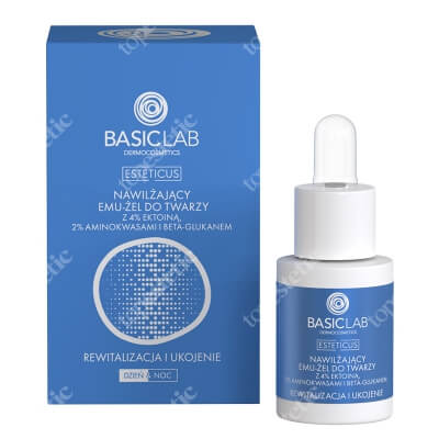 BasicLab Rewitalizacja I Ukojenie Nawilżający EMU - ŻEL do twarzy z 4% ektoiną, aminokwasami i beta glukanem 15 ml