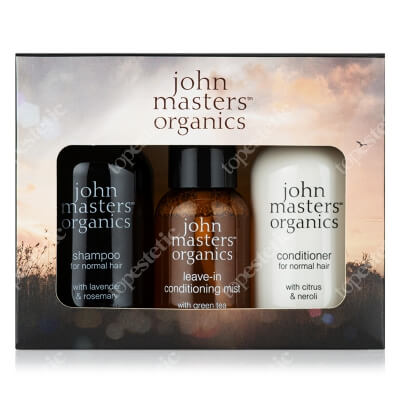 John Masters Organics Travel Set 2020 ZESTAW Odżywka bez spłukiwania 30 ml + Odżywka do włosów normalnych 60 ml + Szampon 60 ml