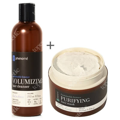 Phenome Volumizing Hair Cleanser + Purifying Hair Mask ZESTAW Szampon do włosów zwiększający objętość 250 ml + Maska oczyszczająca do włosów 200 ml