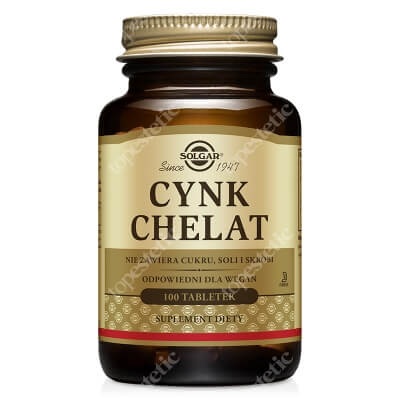 Solgar Cynk chelat aminokwasowy Zapewniający najlepszą wchłanialność 100 tabletek