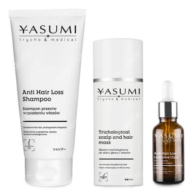 Yasumi Anti Hair Loss Trio ZESTAW Maska trychologiczna 100 ml + Szampon przeciw wypadaniu włosów 200 ml + Serum przeciw wypadaniu włosów 30 ml