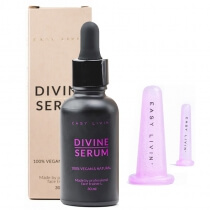 Easy Livin Divine Serum + Bańki Do Masażu Twarzy i Okolic Oczu ZESTAW Olejowe serum do masażu twarzy 30 ml + Bańki do masażu 2 szt