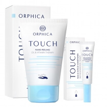 Orphica Hand Touch Set ZESTAW Peeling do rąk 100 ml + Odżywka do paznokci i skórek 15 ml