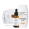 Mesoestetic Mesoprotech Melan SPF 130+ + AOX Ferulic + Kosmetyczka ZESTAW Fluid koloryzujacy SPF130+ 50 ml + Antyoksydacyjne serum z witaminą C 30 ml + Biała, pikowana kosmetyczka