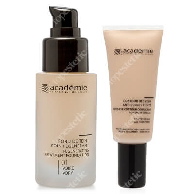 Academie Colour And Correct Set ZESTAW Liftingujący podkład (kolor kość słoniowa 01) 30 ml + Kryjący korektor pod oczy 20 ml