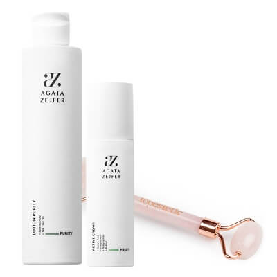 Agata Zejfer Self - Care Concept Exfoliating Lotion + Active Cream + Roller Topestetic ZESTAW Płyn złuszczający 200 ml + Aktywny krem z kwasami 50 ml + Roller różowy kwarc 1 szt