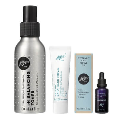 Alba1913 Balancing Toner + Overnight Cell Rescue Oil + Galenic Daily Hand Cream Travel ZESTAW Tonik mgiełka do twarzy 100 ml + Ratunkowy olejek na noc 30 ml + Galeniczny krem do rąk 30 g