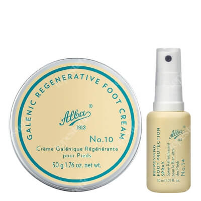 Alba1913 Refreshining Foot Protection Spray + Galenic Regenerative Foot Cream ZESTAW Odświeżający ochronny spray do stóp 30 ml + Regenerujący krem do stóp 50 g
