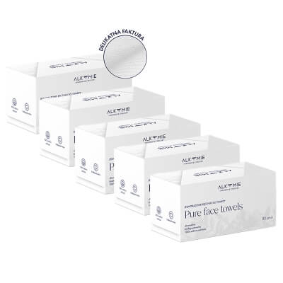Alkmie Pure Face Towels White Box x 5 ZESTAW Jednorazowe ręczniki do twarzy 80 szt x 5