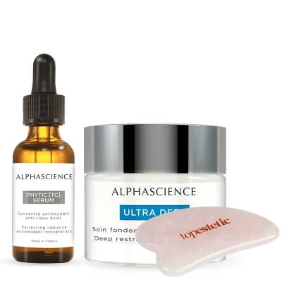 Alphascience Phytic TC Serum + Ultra Deep + Gua Sha Topestetic ZESTAW Serum ujędrniająco-regenerujące 30 ml + Krem głęboko regenerujący 50 ml + Gua sha kwarc różowy 1 szt