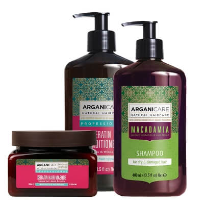 Arganicare Macadamia + Keratin Hair Care ZESTAW Szampon 400 ml + Odżywka 400 ml + Maska 350 ml
