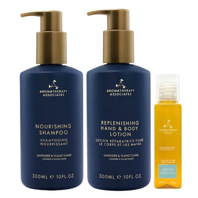 Aromatherapy Associates Fresh Start Set ZESTAW Szampon 300 ml + Pobudzający olejek pod prysznic 50 ml + Aromaterapeutyczny balsam do rąk i ciała 300 ml