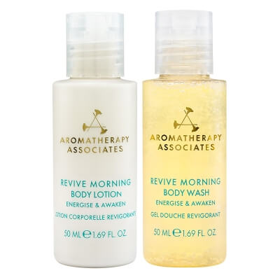 Aromatherapy Associates Revive Morning Travel Set ZESTAW Żel do mycia ciała 50 ml + Balsam do ciała 50 ml