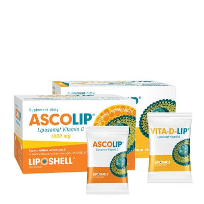 Ascolip Vitamin C 1000 mg + Vita-D-LIP 4000 IU ZESTAW Liposomalna witamina C, 30x5 g + Liposomalna witamina D 30 saszetek