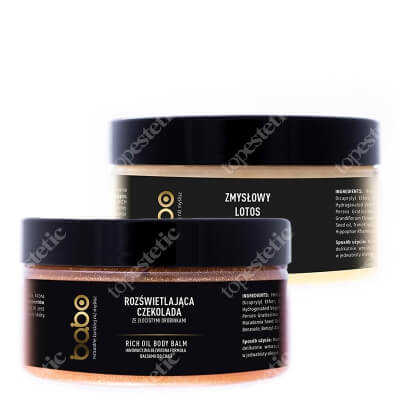 Babo Body Set ZESTAW Rozświetlająca czekolada ze złocistymi drobinkami 125 ml + Zmysłowy Lotos 125 ml