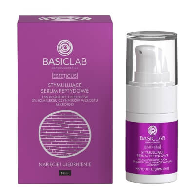 BasicLab Napięcie i Ujędrnienie Stymulujące serum peptydowe z 15% kompleksem peptydów - noc 15 ml
