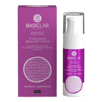 BasicLab Napięcie i Ujędrnienie Stymulujące serum peptydowe z 15% kompleksem peptydów - noc 30 ml