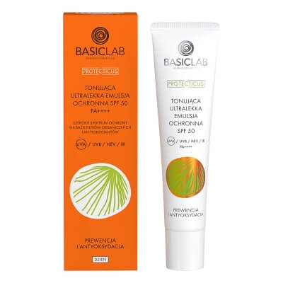 BasicLab Prewencja i Antyoksydacja Tonująca ultralekka emulsja ochronna SPF 50 PA ++++ 40 ml