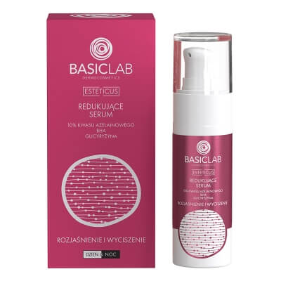 BasicLab Rozjaśnienie i Wyciszenie Redukujące serum 10% kwasu azelainowego, BHA, Glicyryzyna 30 ml