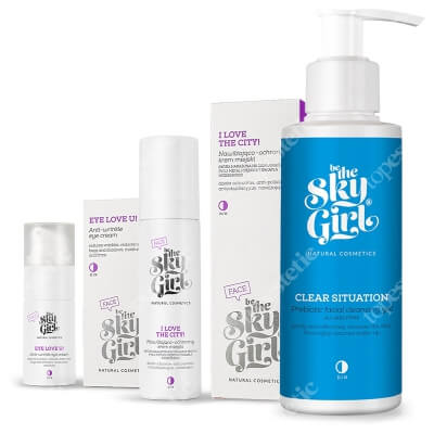 Be The Sky Girl Clear and Love Care ZESTAW Prebiotyczny żel do mycia twarzy 150 ml + Nawilżająco - ochronny krem miejski 50 ml + Przeciwzmarszczkowy krem pod oczy 15 ml