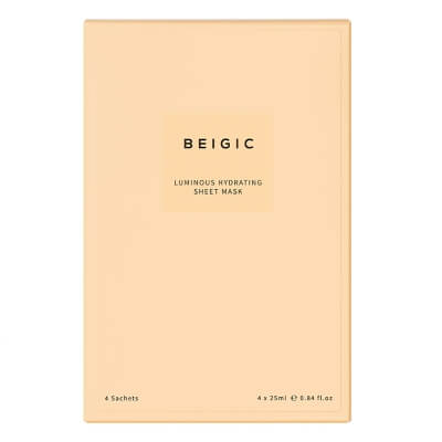 Beigic Luminous Hydrating Sheet Mask Box ZESTAW Rozświetlająco-nawilżająca maska w płachcie 25 ml x 4