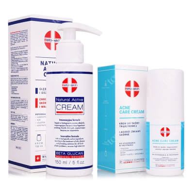 Beta Skin Acne Care Cream + Natural Active Cream ZESTAW Krem do skóry trądzikowej, łagodzi zmiany skórne 75 ml + Krem łagodzący przebieg chorób skórnych 150 ml
