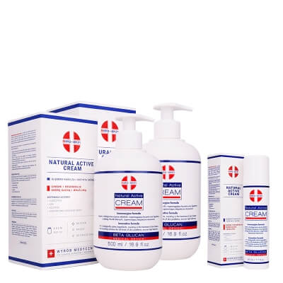 Beta Skin Natural Active Cream Set ZESTAW Krem łagodzący przebieg chorób skórnych 500 ml x 2 + Krem łagodzący przebieg chorób skórnych 50 ml