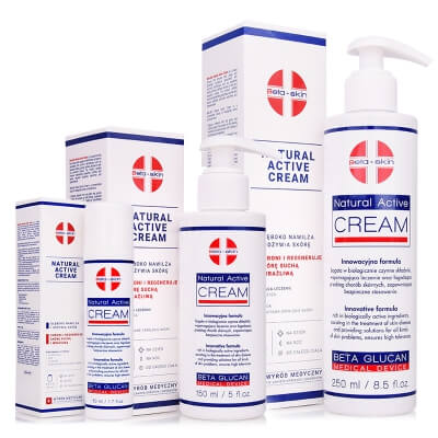 Beta Skin Natural Active Family Pack ZESTAW Krem łagodzący 150 ml + Krem łagodzący 50 ml + Krem łagodzący 250 ml