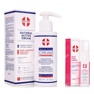 Beta Skin Spot Care Cream + Natural Active Cream ZESTAW Krem punktowy na podrażnienia skórne 15 ml + Krem łagodzący przebieg chorób skórnych 150 ml