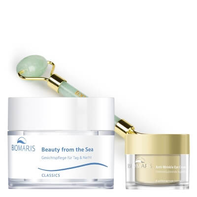Biomaris Anti-Wrinkle Eye Cream + Beauty From The Sea Cream + Roller Topestetic ZESTAW Przeciwzmarszczkowy krem pod oczy 15 ml + Krem odżywczy 50 ml + Roller jadeit 1 szt