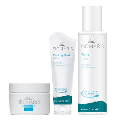 Biomaris Clear Skin Set ZESTAW Oczyszczający tonik 100 ml + Maska peelingująca 75 ml + Krem-maść z cynkiem do miejscowego stosowania 30 ml
