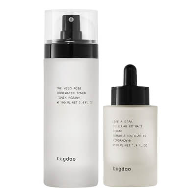 Bogdao Instant Glow 2 ZESTAW Nawilżające serum 50 ml + Nawilżający tonik różany 100 ml