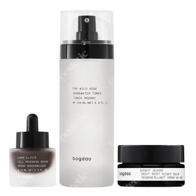 Bogdao Nighttime ZESTAW Nawilżający tonik różany 100 ml + Serum odbudowujące na noc 20 ml + Krem regenerujący na noc 30 ml