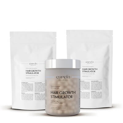 Carein Hair Growth Stimulator 90 Days ZESTAW Telogenowe wypadanie włosów 90 kapsułek + Uzupełnienie 90 kaps x 2