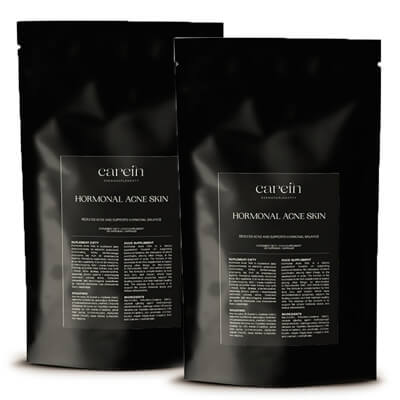 Carein Hormonal Acne Skin - Refill x 2 ZESTAW Kuracja 30 dni Gładka skóra bez trądziku hormonalnego - uzupełnienie 120 kaps x 2