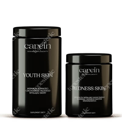 Carein Redness Skin + Youth Skin ZESTAW Dla skóry naczyniowej ze zmarszczkami 60 kaps + 240 g