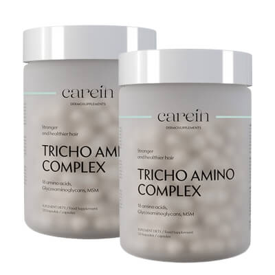 Carein Tricho Amino Complex x 2 ZESTAW Wzmocnienie cienkich, łamliwych włosów 120 kapsułek x 2