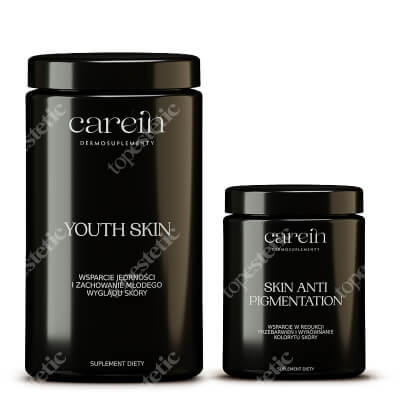 Carein Youth Skin + Skin Anti Pigmentation ZESTAW Kuracja 30 dni Odmłodzona skóra bez zmarszczek 240 g + Kuracja 30 dni Jednolita skóra bez przebarwień 60 kaps