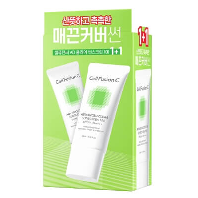 Cell Fusion C Advanced Clear Sunscreen 100 SPF 50+ PA++++ ZESTAW Krem z ochroną przeciwsłoneczną do skóry problematycznej 2x35 ml