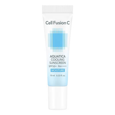 Cell Fusion C Aquatica Cooling Sunscreen SPF50+ PA++++ Ultralekki krem z bardzo wysoką ochroną przeciwsłoneczną (UVA, UVB, HEV) o działaniu chłodząco - nawilżającym 10 ml