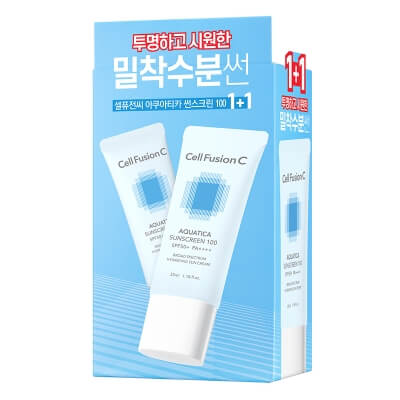 Cell Fusion C Aquatica Sunscreen 100 SPF 50+ / PA ++++ ZESTAW Wyciszający i nawilżający krem z fotoprotekcją 2 x 35 ml