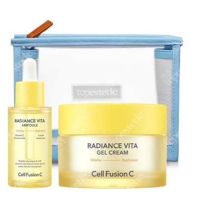 Cell Fusion C Pielęgnacja Nawilżająco - Rozjaśniająca Radiance Vita ZESTAW Rozjaśniający krem - żel o lekkiej konsystencji 55 ml + Serum z witaminą C i arbutyną 30 ml + Przezroczysta 1 szt