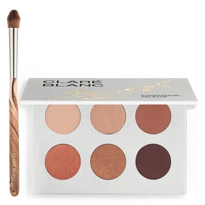 Clare Blanc Cozy + Cone Brush ZESTAW Paleta cieni 6 x 1,4 g + Pędzel do blendowania i konturowania (EB 01) 1 szt.