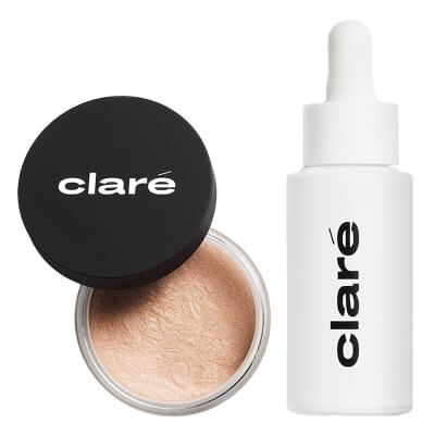 Clare Oh! Glow - Botox + Peptides + Moisturizing Factor Botox Like Eye Serum ZESTAW Puder rozświetlający (kolor Btx 32) 1 g + Lekkie serum na okolice oczu 15 ml