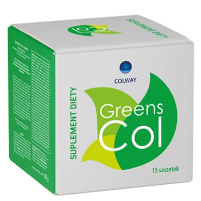 Colway GreensCol Suplement diety bogaty w ekstrakty roślinne, witaminy, składniki mineralne oraz błonnik pokarmowy 15x12g