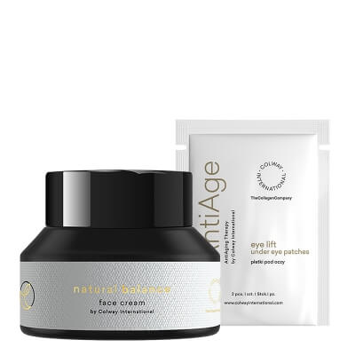 Colway International Eye lift - Eye Patches + Natural Balance Face Cream ZESTAW Płatki pod oczy 2 szt + Naturalny balansujący krem do twarzy 50 ml