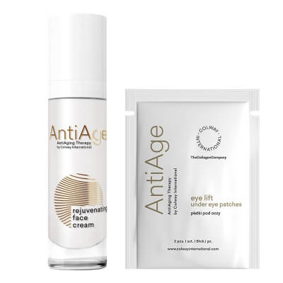 Colway International Eye lift - Eye Patches + Rejuvenating Face Cream ZESTAW Płatki pod oczy 2 szt + Odmładzający krem do twarzy 50 ml