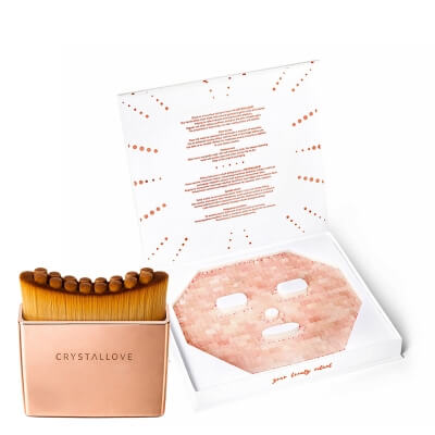 Crystallove Contour Face Brush + Luksusowa Maska na Twarz z Kwarcu Różowego ZESTAW Szczotka do drenażu limfatycznego twarzy, szyi i dekoltu 1 szt + Maska chłodząca 1 szt