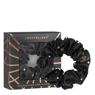 Crystallove Crystalized Silk Scrunchie Gumka z jedwabiu zdobiona kryształkami (black) 1 szt