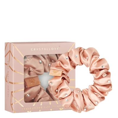 Crystallove Crystalized Silk Scrunchie Gumka z jedwabiu zdobiona kryształkami (rose gold) 1 szt